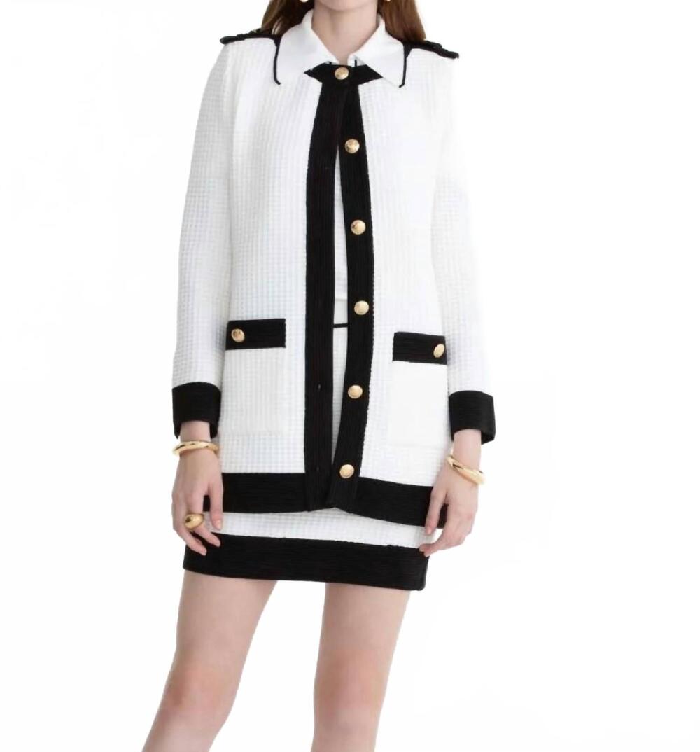 NEW PAOLA BERNARDI marcela long coat in white/black